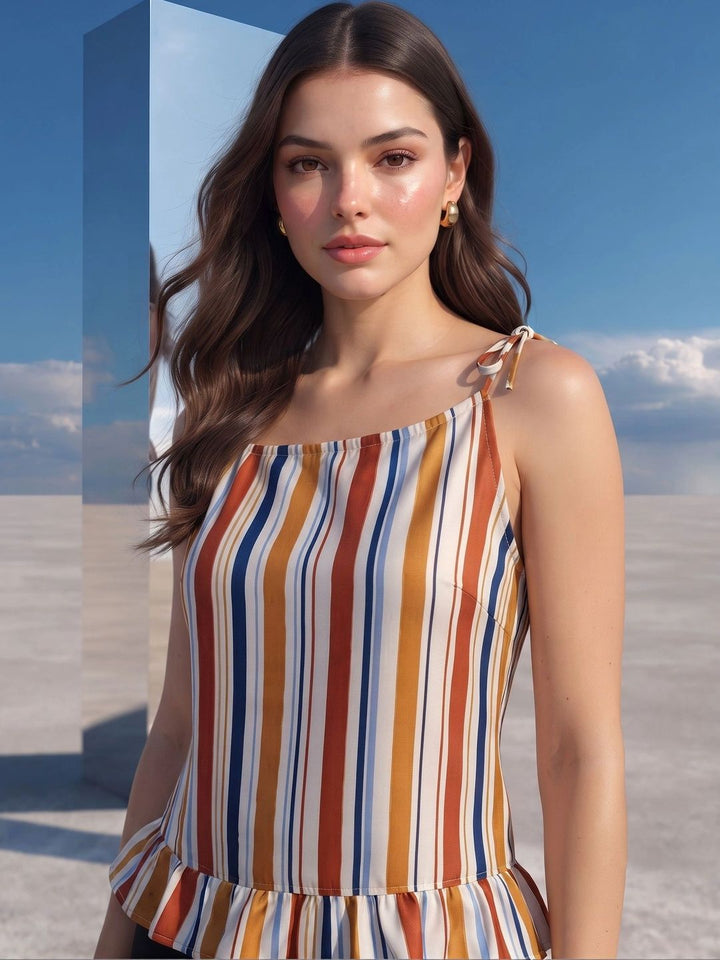 Mamicha Striped Ruffles Top