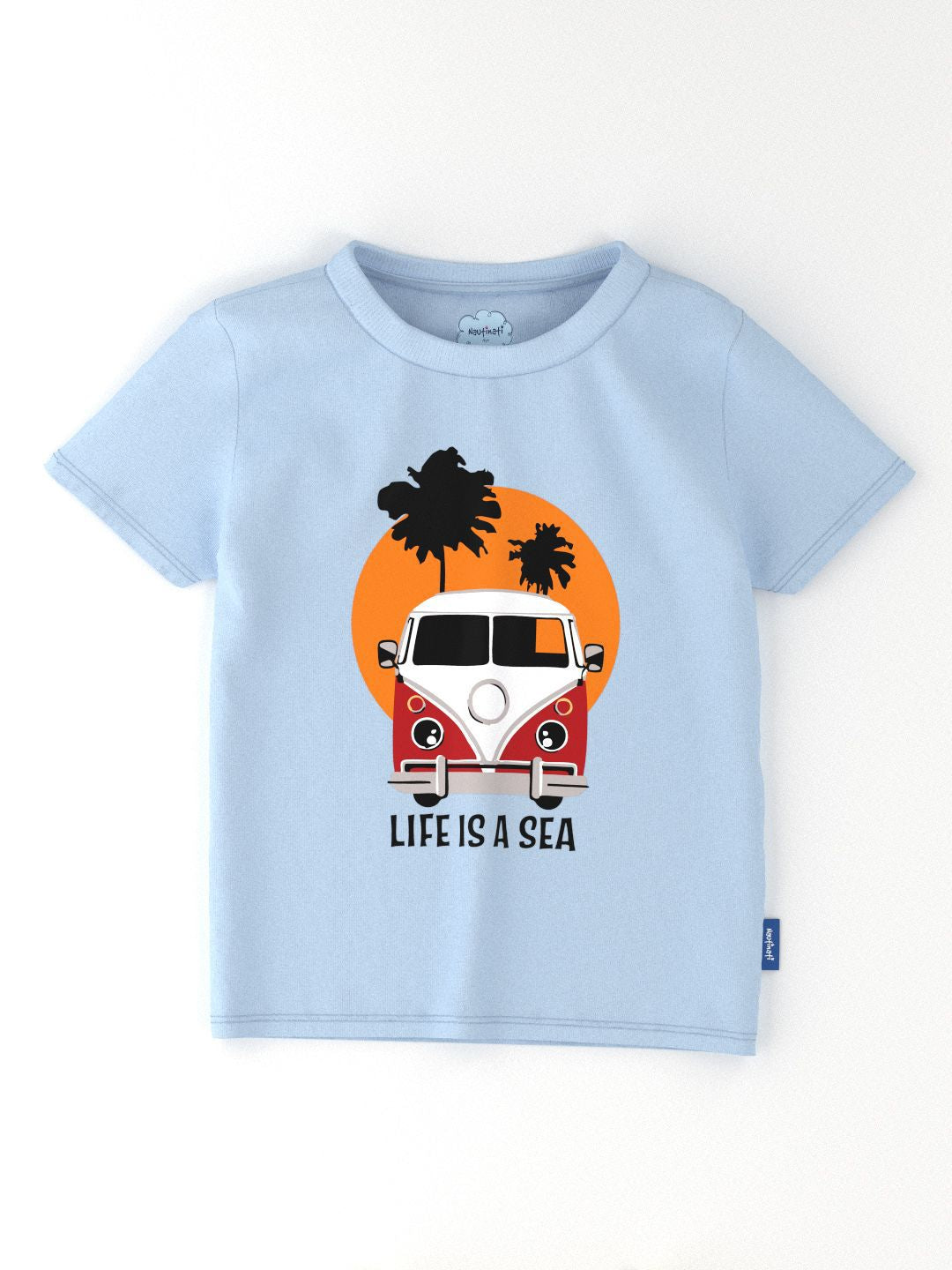 Nauti Nati Casual Outdoor Boys Pack Of 2 Beach Printed Antimicrobial Cotton T-Shirts