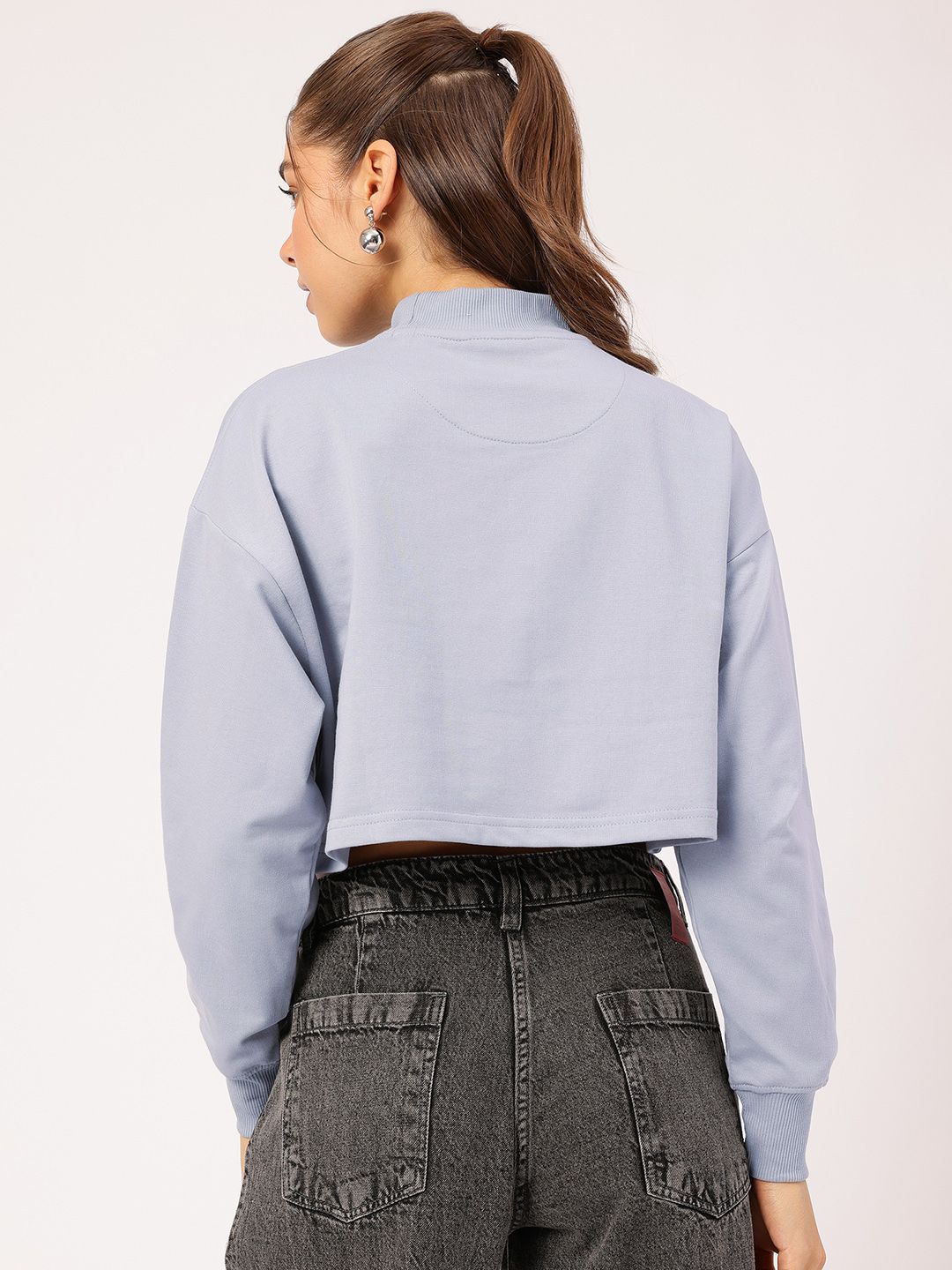 DressBerry Printed Crop Sweatshirt