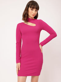 DressBerry Soft Femme Asymmetric Neck Sheath Mini Dress