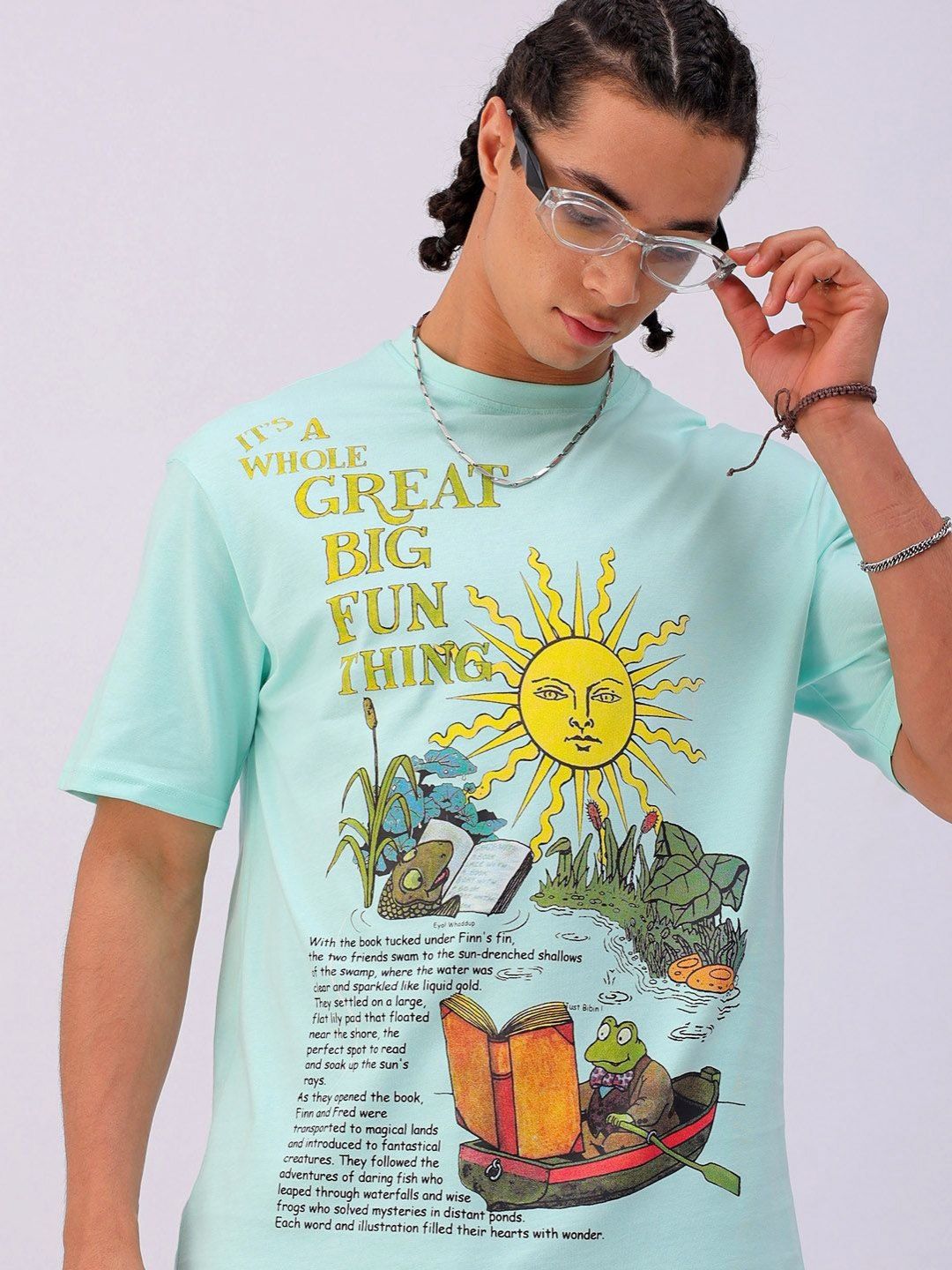 The Indian Garage Co Men Typography Printed Pure Cotton Oversized T-Shirt