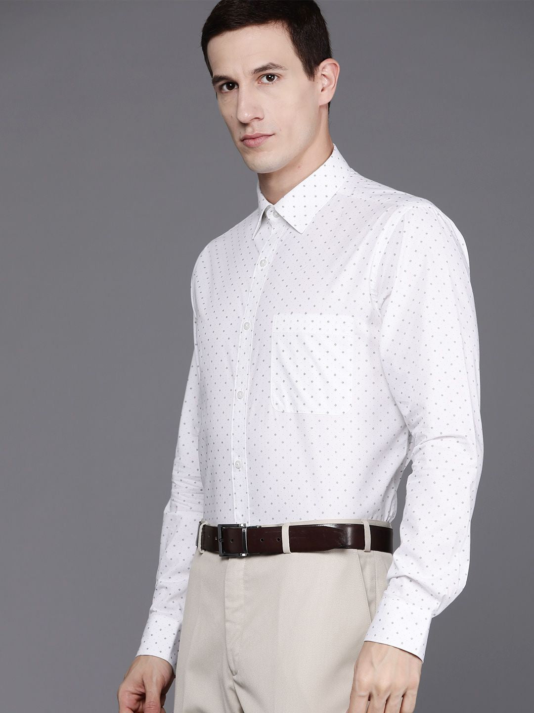 Raymond Men Printed Organic Cotton Slim Fit Opaque Formal Shirt