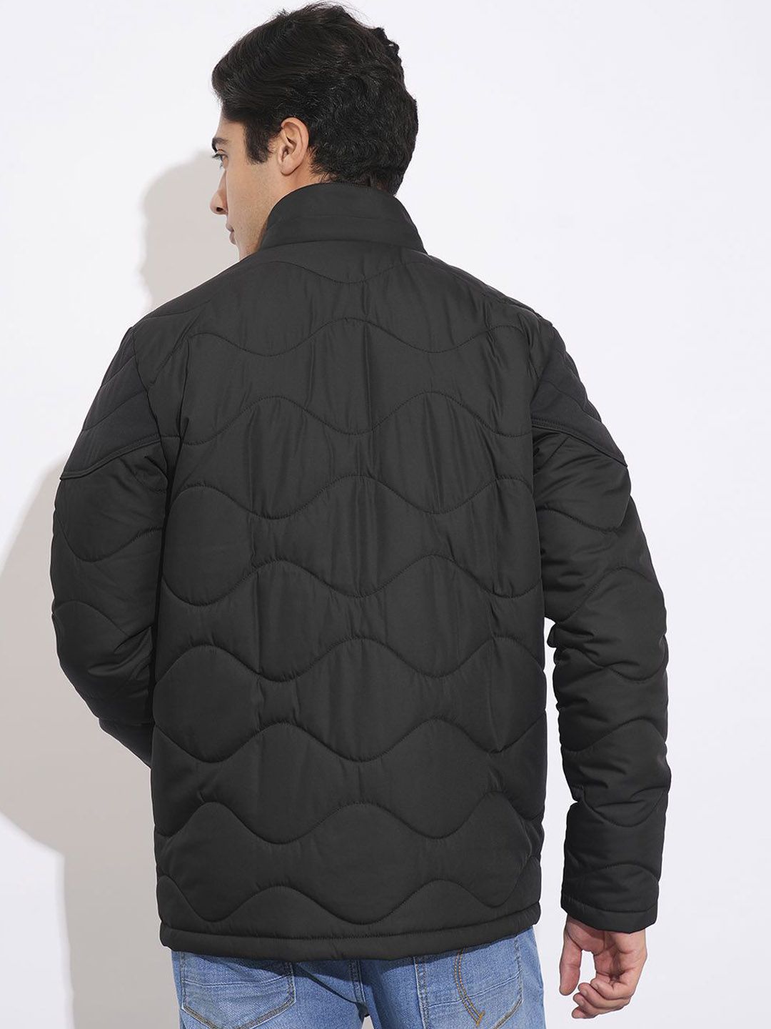 Being Human Men Cotton Black Long Sleeves Quilted Jacket