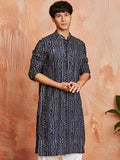 VASTRAMAY Bandhani Printed Mandarin Collar Straight Kurta