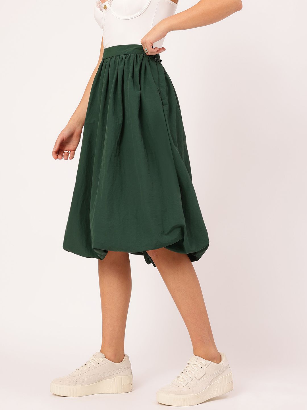 DressBerry Voluminous Vibe Gathered Balloon Midi Skirt