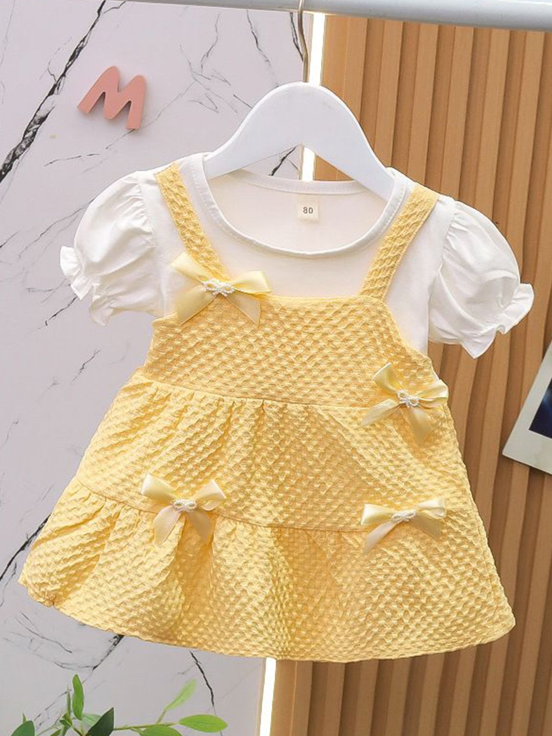 YK Girls Round Neck Cotton A-Line Dress