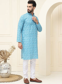 SOJANYA Kurta Kapas Tulen Bercetak Geometrik Biasa Dengan Pijama