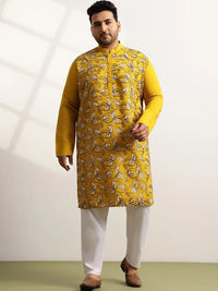 SOJANYA PLUS Lelaki Motif Etnik Sulam Benang Kerja Kurta