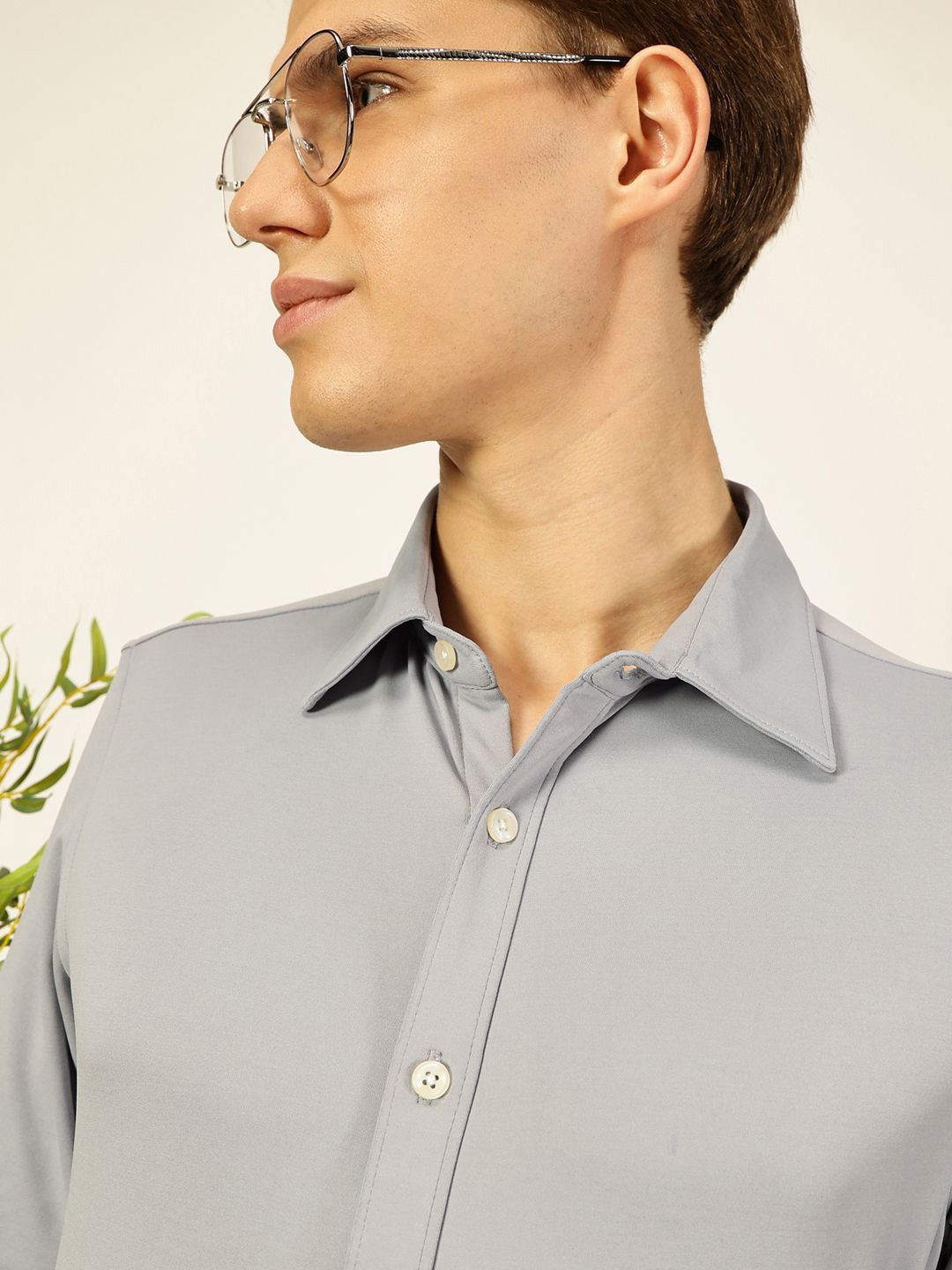 Thomas Scott Men Premium Spread Collar Solid Slim Fit Casual Shirt