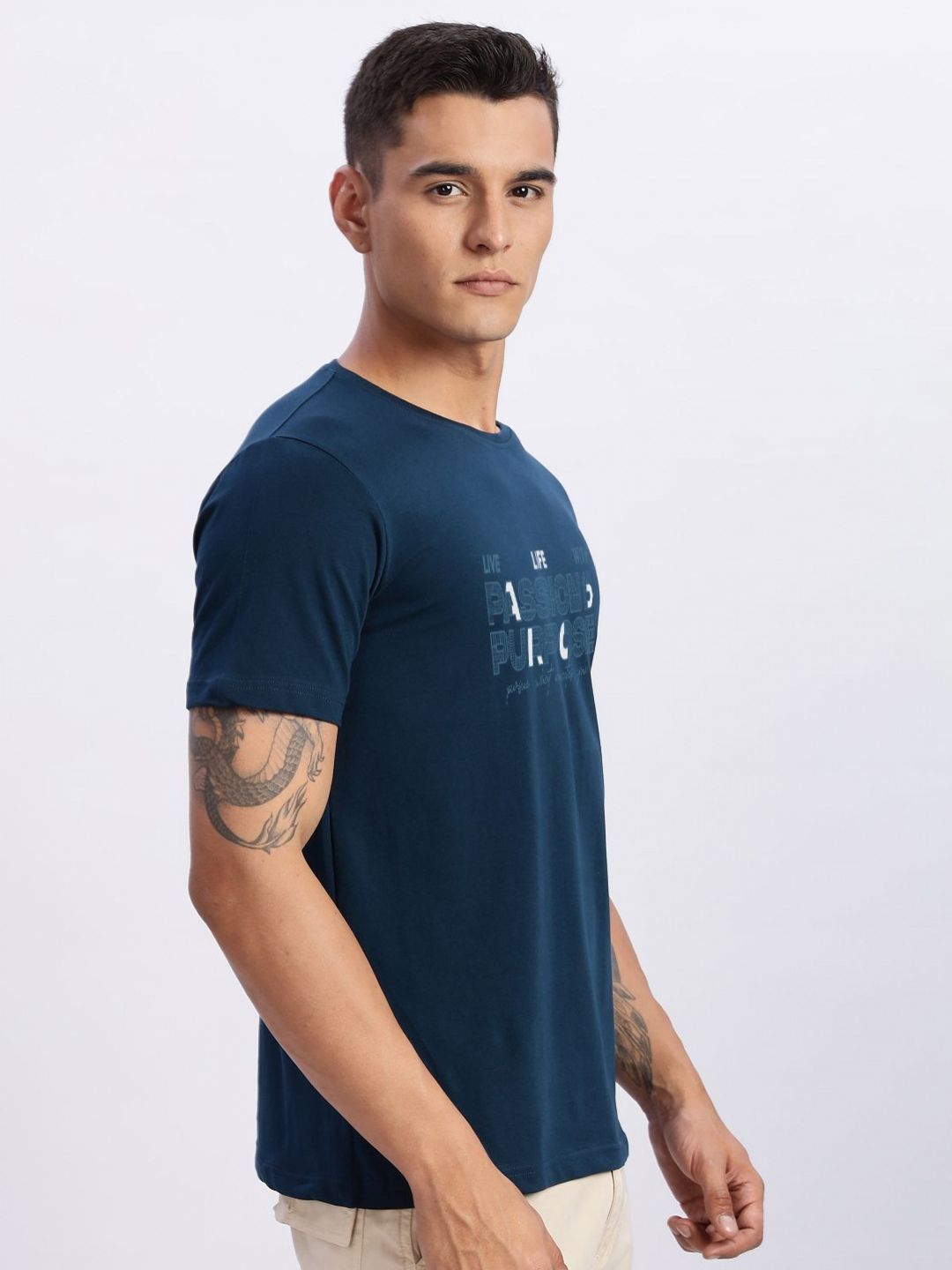 ADRO Men Typography Printed Round Neck Cotton T-shirt