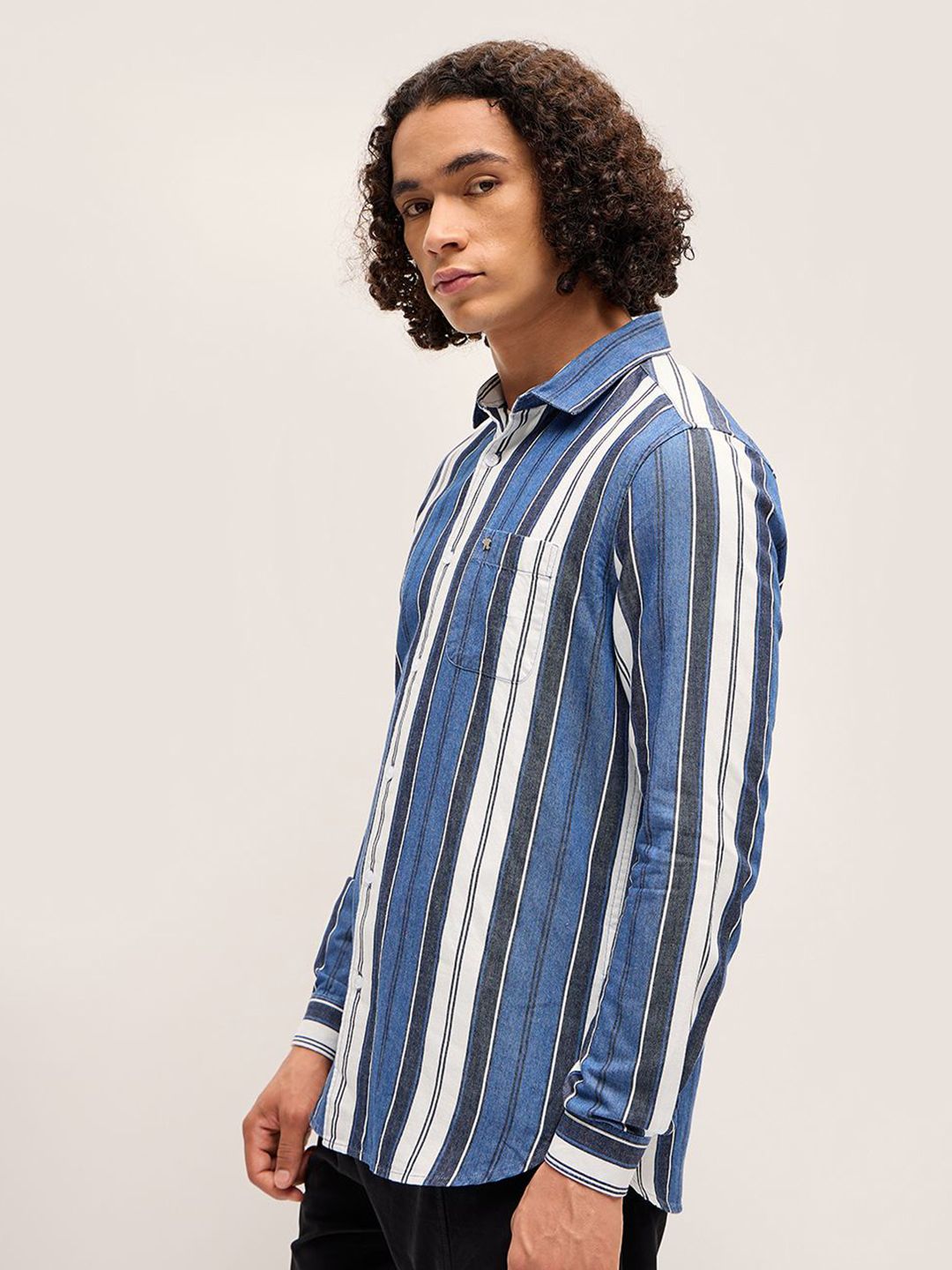 THE BEAR HOUSE Men Striped Slim Fit Cotton Casual Shirt
