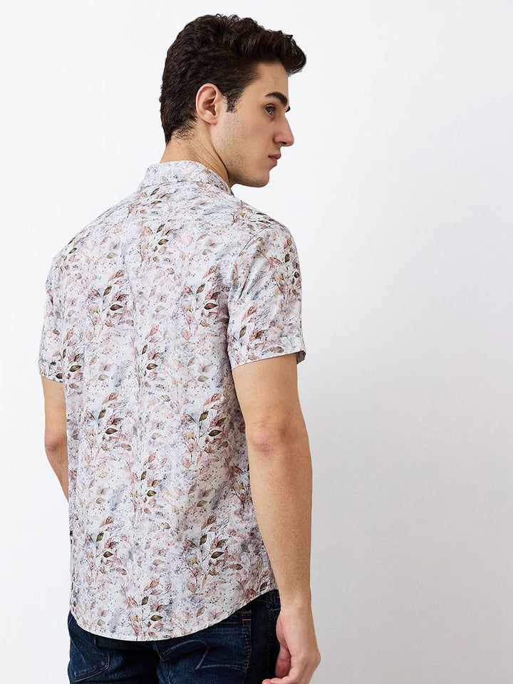 SPYKAR Men Slim Fit Spread Collar Floral Printed Cotton Casual Shirt