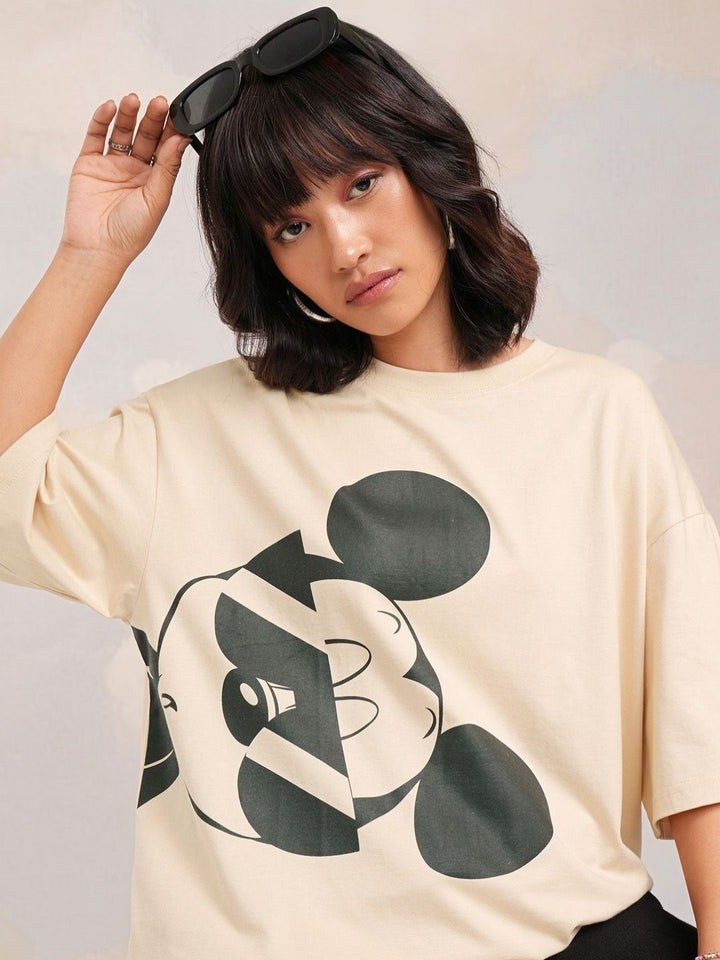 Tokyo Talkies Women Mickey Mouse Printed Oversized Tshirt