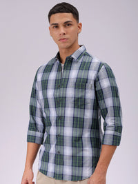 The Indian Garage Co Men Cutaway Collar Checked Cotton Slim Fit Casual Shirt