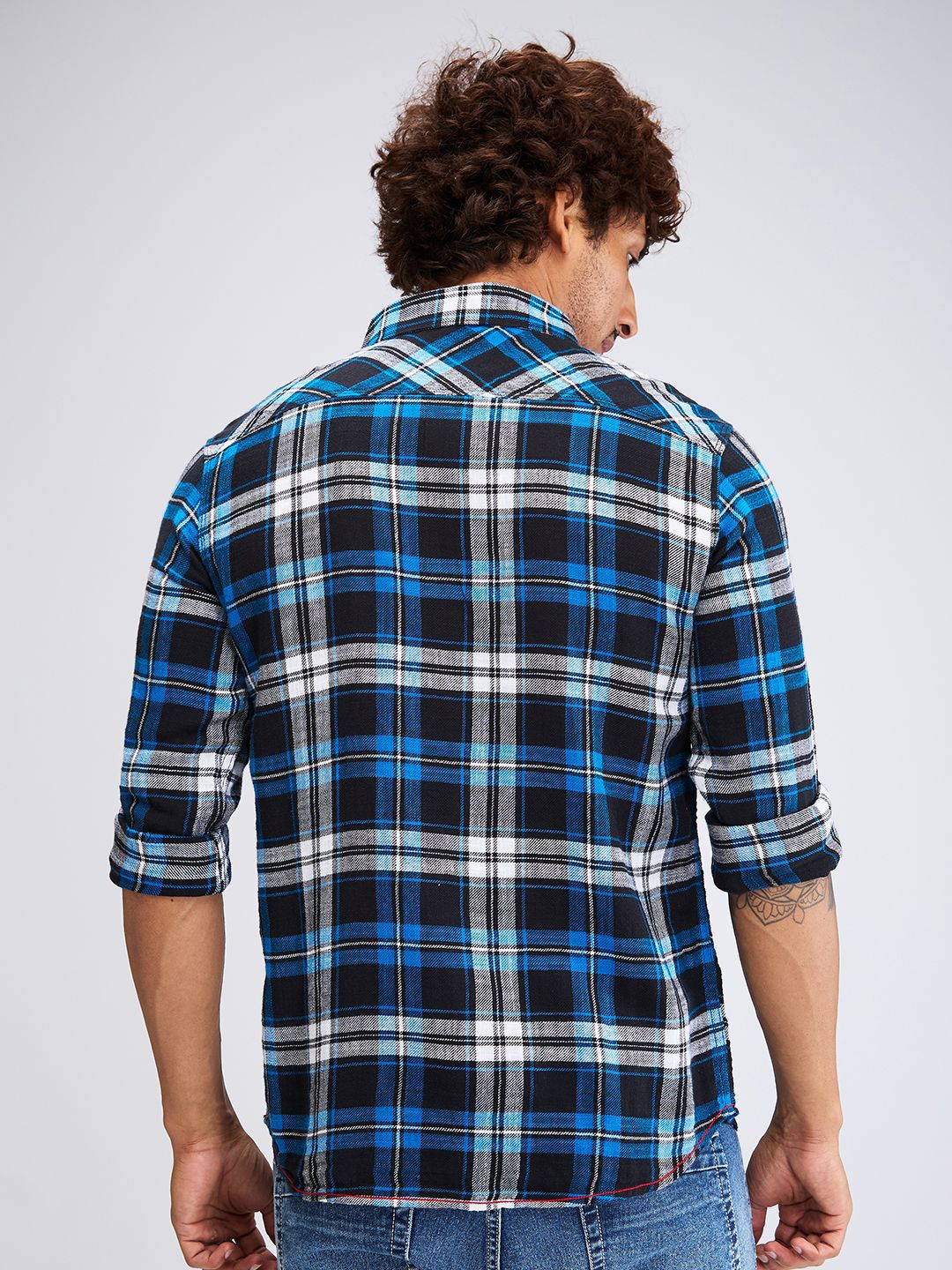 SPYKAR Men Slim Fit Tartan Checks Opaque Checked Casual Shirt