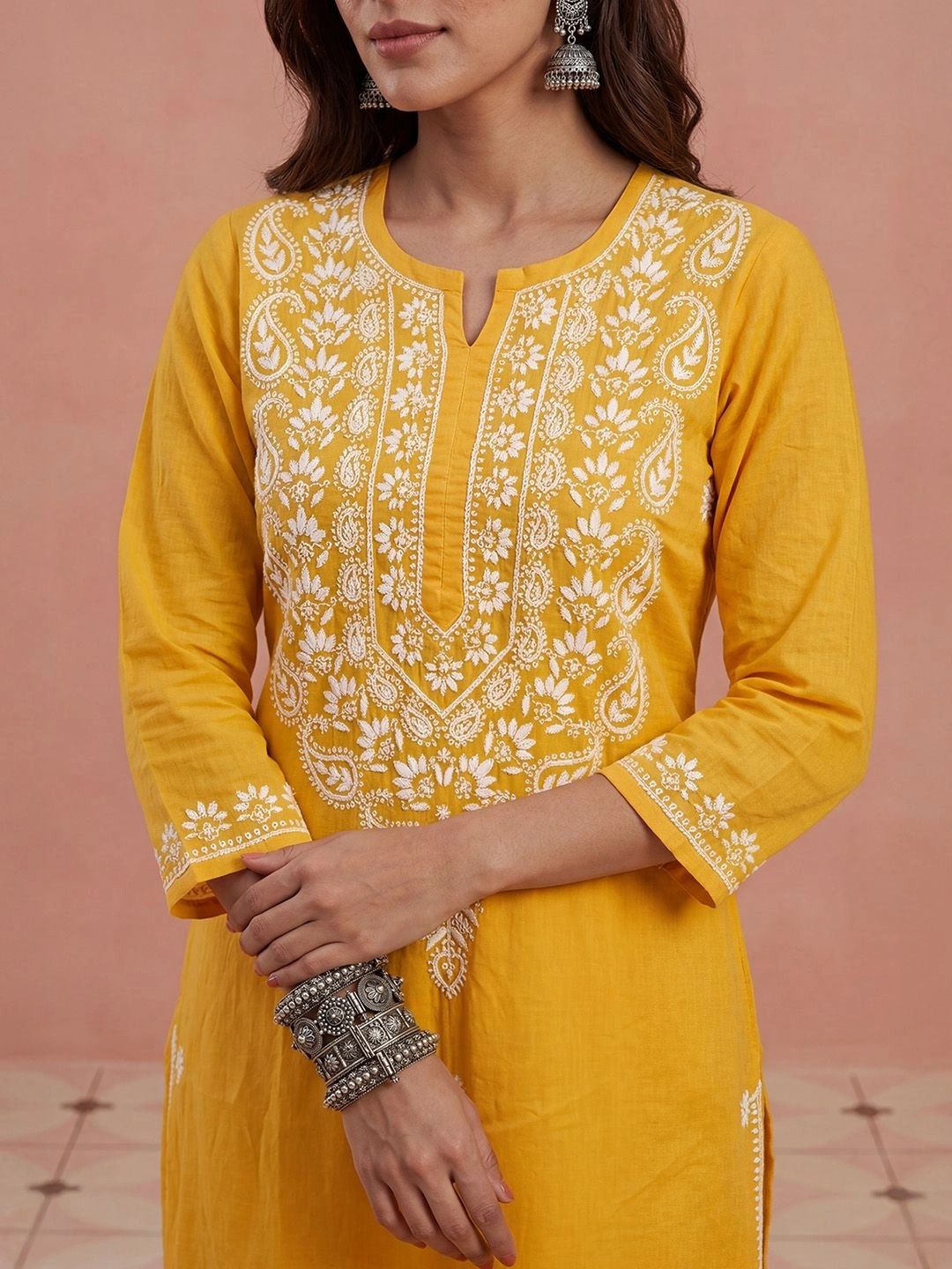 Rumah Wanita Chikankari Sulam Kurta Chikankari