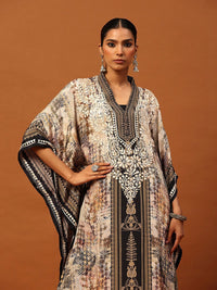 Rumah Chikankari Wanita Krep Coklat Chikankari Sulam Kurta