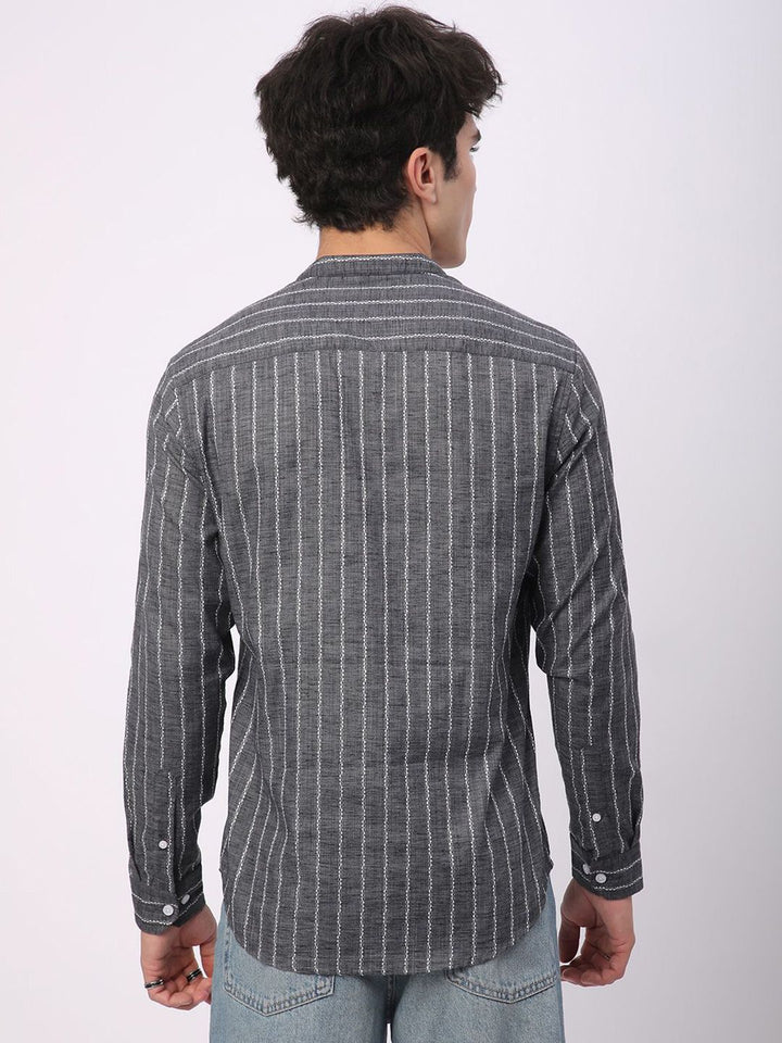 VASTRADO Men Classic Slim Fit Opaque Striped Casual Shirt