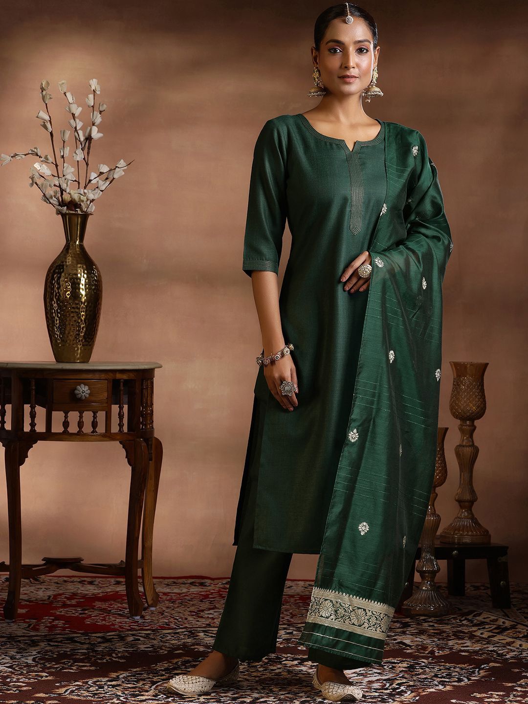 Libas Straight Kurta with Trousers & Dupatta