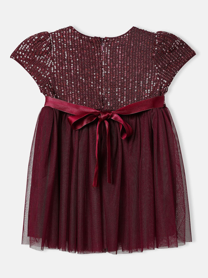Nauti Nati Girls Sequinned Fit & Flare with Sling Bag