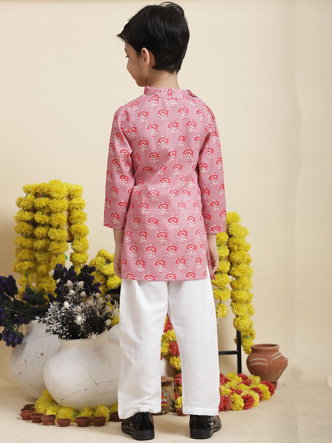 Cutiekins Boys Ethnic Motifs Printed Pure Cotton Kurta with Pyjamas
