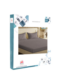 Myntra Elegant Homes Book Fold Grey Polycotton 300 TC Fitted King Fine Bedsheet with 2 Pillow Covers-98 x 89 inches
