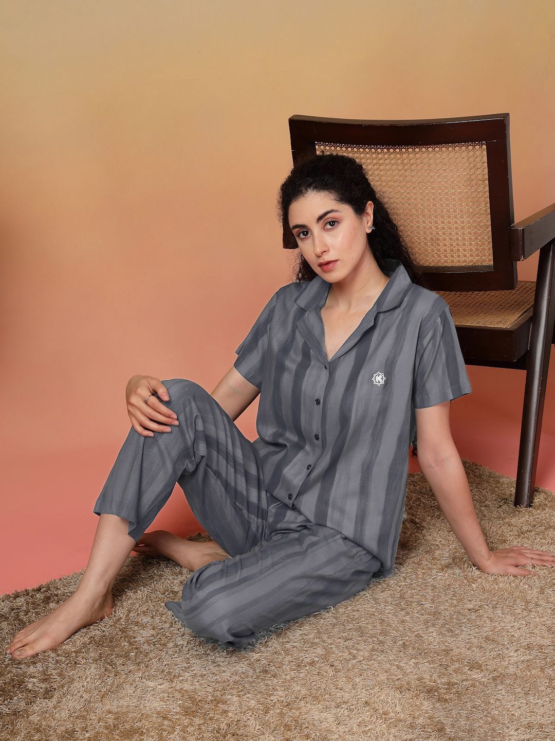 KLOTTHE Women Striped Night suit