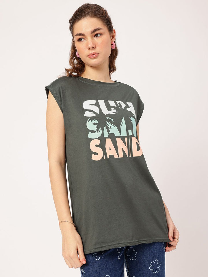 DressBerry Beachy Vibes Printed Extended Sleeves Tee