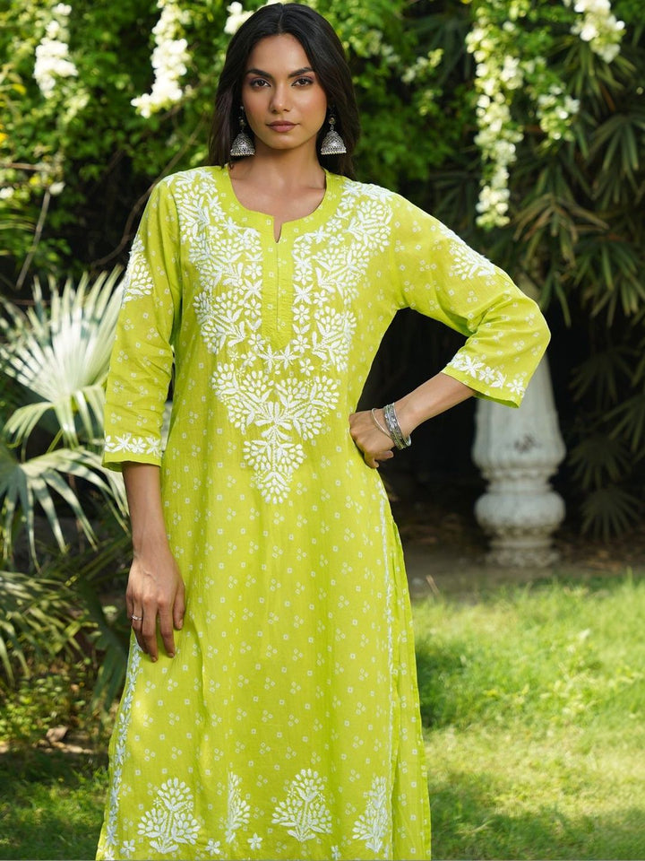 Rumah Chikankari Wanita Bercetak Cotton Chikankari Kurta