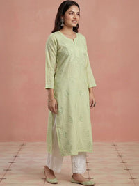 House of Chikankari Women Ethnic Motifs Embroidered Thread Work Chanderi Silk Kurta