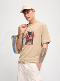 THE BEAR HOUSE Men Graphic Printed Round Neck Pure Cotton Oversized T-shirt