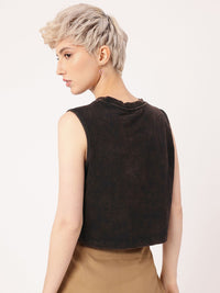 DressBerry Urban Edge Printed Washed Crop T-shirt