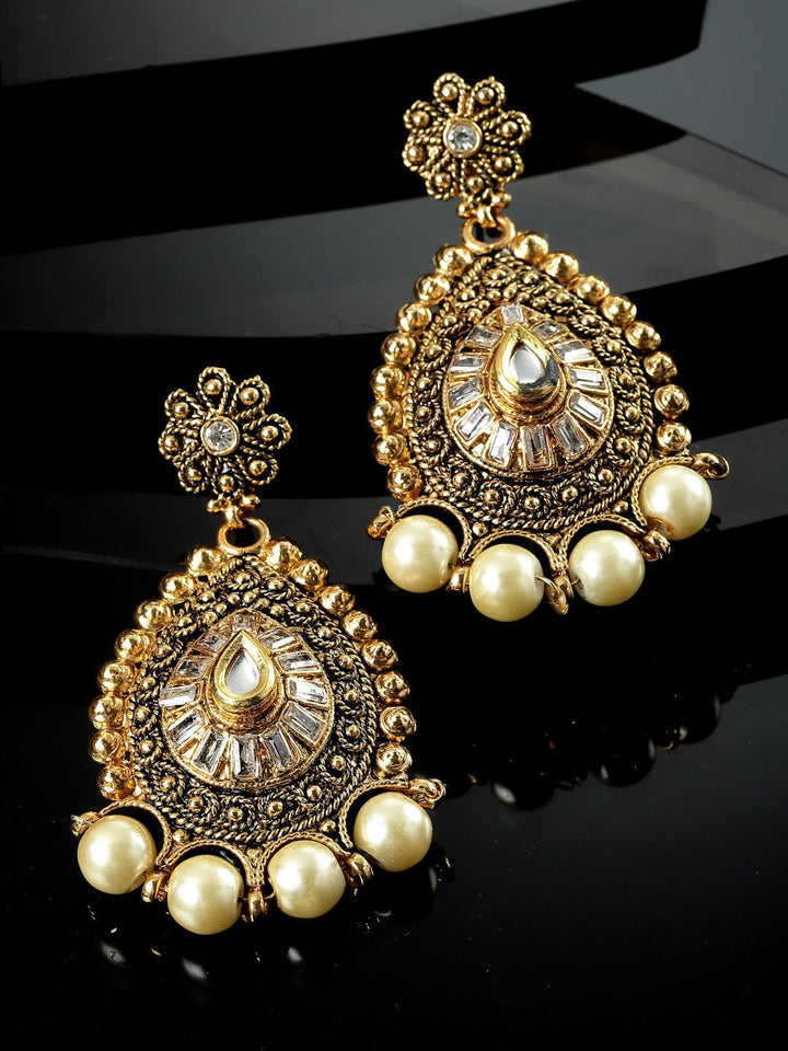 Anouk Silver Plated Artificial Stones Studed Contemporary Drop Earrings