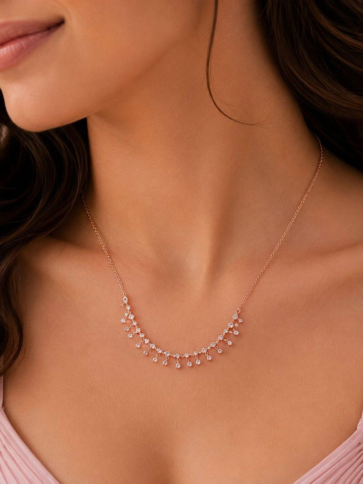 PANASH Women Rose Gold Crystal Beaded Statement Necklace