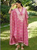 House of Chikankari Women Printed Chikankari Crepe Kaftan Kurta