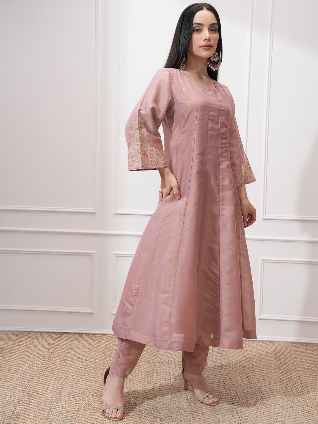 Vishudh Women Ethnic Motifs Embroidered Regular Kurta with Trousers & With Dupatta