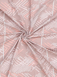 Monte Carlo Peach-Coloured & White Geometric 130 TC King Bedsheet Set-2.75 m x 2.75 m