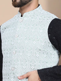 Anouk Black Floral Embroidered Regular Pure Cotton Straight Kurta With Churidar
