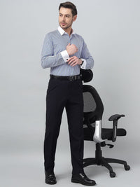 Hancock Men Classic Fit Striped Spread Collar Cuff Cuff Pure Cotton Formal Shirt