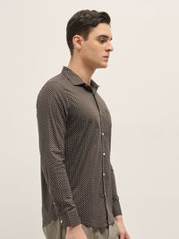 THE BEAR HOUSE Men Spread Collar Geometric Printed Cotton Tailored Fit Formal Shirt