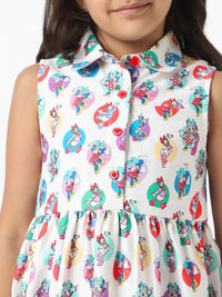 NautiNati Girls Disney Minnie & Daisy All-Over Print Shirt Dress