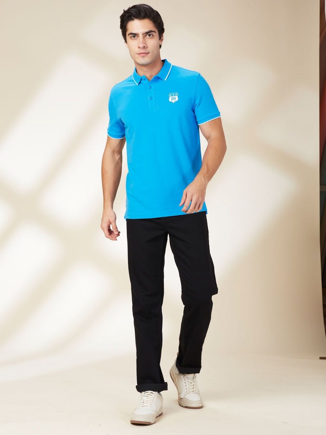 Being Human Men Solid Polo Collar Cotton T-Shirt