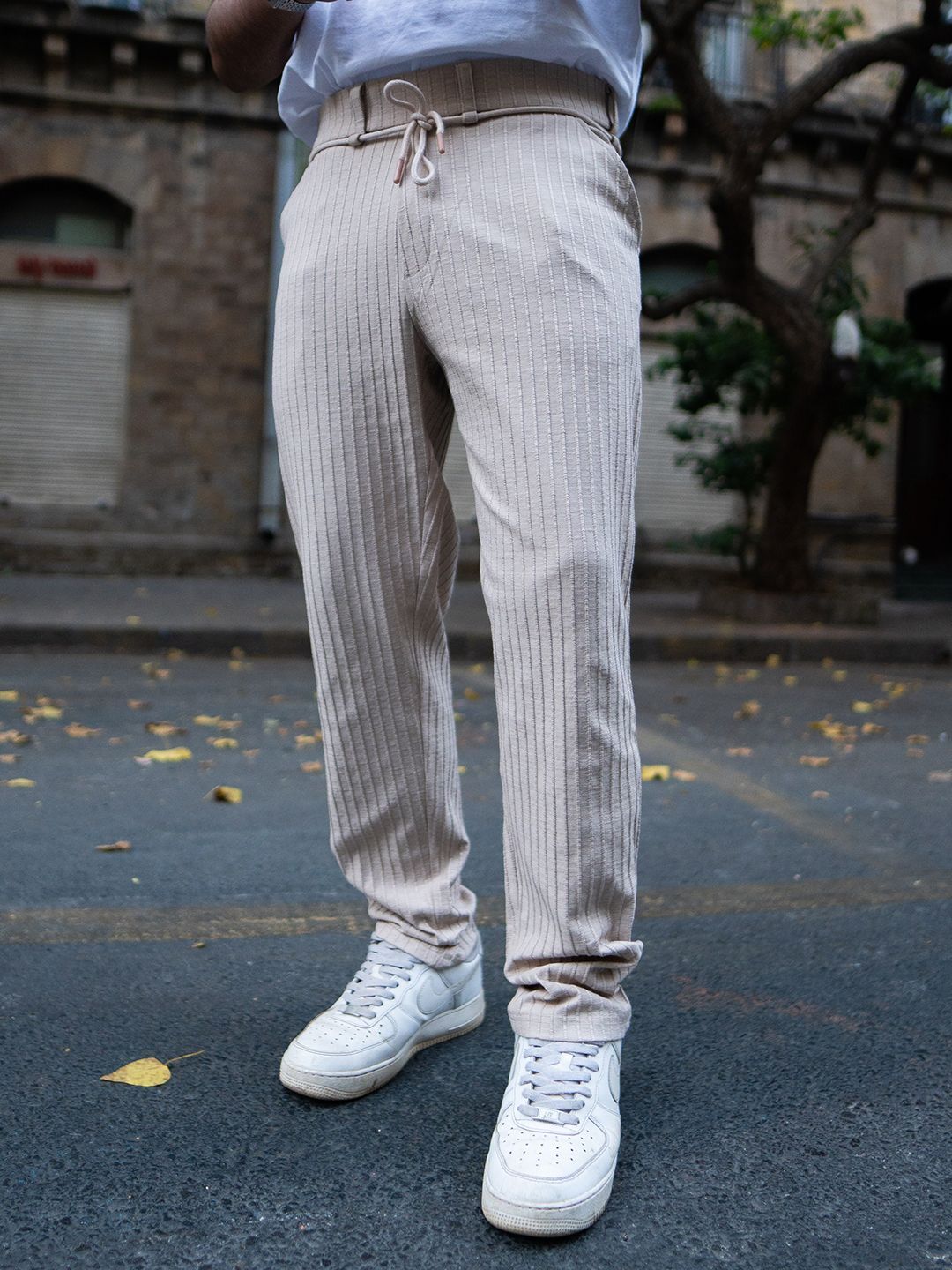 Powerlook Men Beige Regular Fit Crushed Drop Needle Track Pant