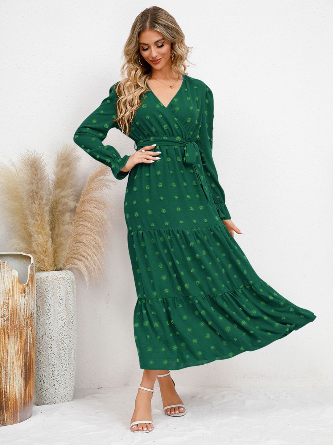 all about you Women Self Design A-Line Midi Dress