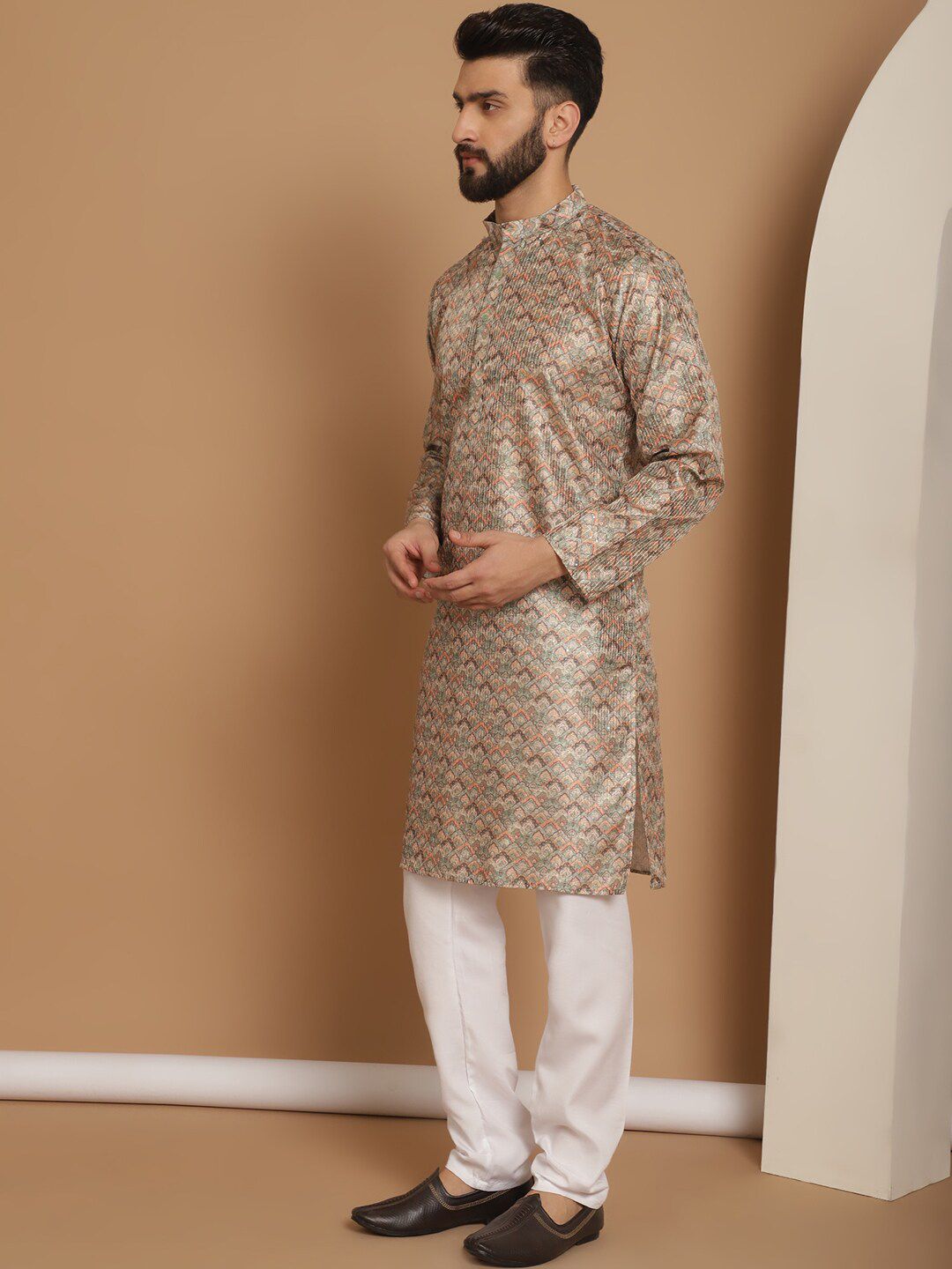 Anouk Ethnic Motifs Printed Straight Kurta With Churidar