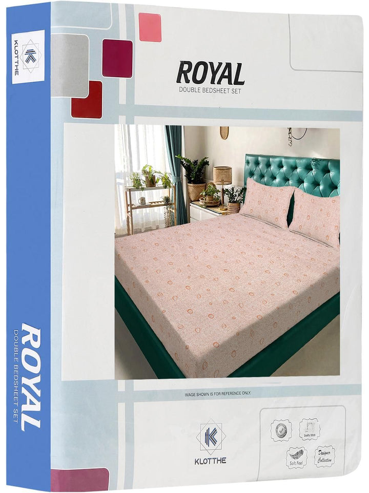 KLOTTHE Orange Geometric 300 TC King Bedsheet with 2 Pillow Covers