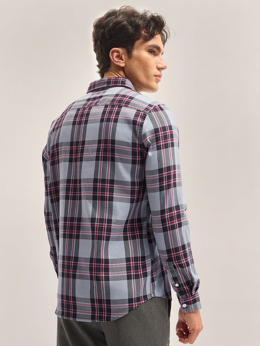 THE BEAR HOUSE Men Slim Fit Tartan Checks Casual Shirt
