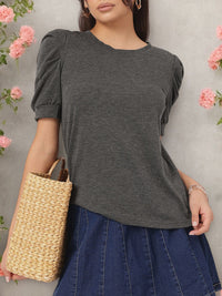 DressBerry Feminine Flair Puff Sleeves T-shirt
