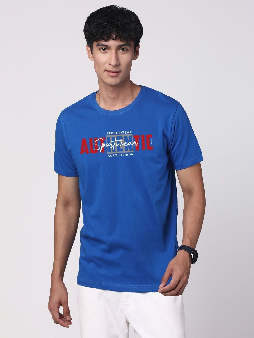 ADRO Lelaki Grafik Bercetak T-shirt Kapas Leher Bulat