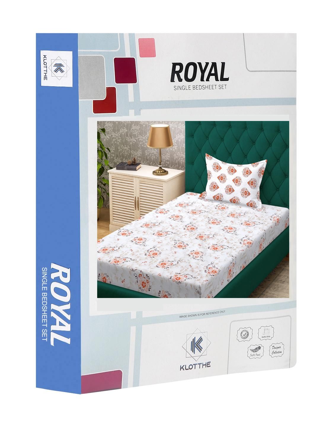 KLOTTHE Orange Floral Cotton Single Bedsheets